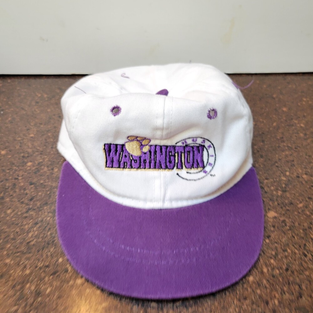 NCAA Washington Huskies Classic Sportswear Cap Hat Unisex One Size White Purple